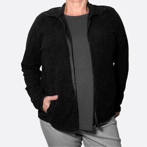 Everlast Black Fleece Full Zip Jacket Soft Cozy Plus Size 1X XL Athleisure